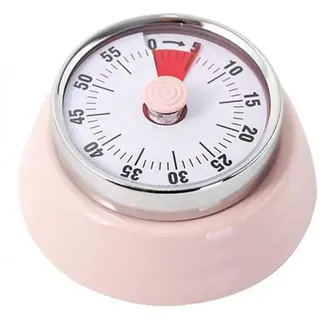 PAEFIU Visueller Küchentimer, 60-Minütiger Mechanische Kurzzeitwecker, Eieruhr magnetisch, Akustischer Alarm Aufzugswerk, Ohne Batterien, Retro-Design, für Klassenzimmer, Büro, Küche (Rosa)