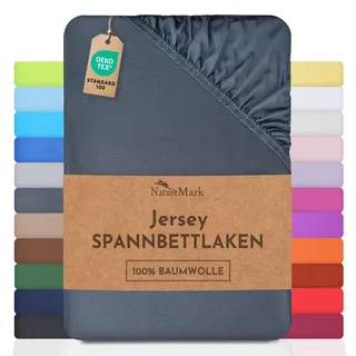 NatureMark Spannbettlaken Jersey-Baumwolle 140 x 200 - 160 x 200 cm Grau