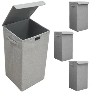 3er Set 50L Wäschekorb mit Deckel 30x30x60 - XXL Wäschesammler Wäschebox Faltbar