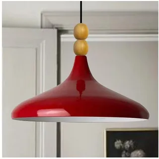 Bamyum Pendelleuchte Doppelperle Holz Kopfteil Modern Pendelleuchte, ohne Leuchtmittel rot