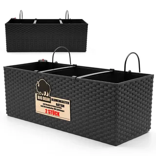 BigDean Blumenkasten 50 x 20 x 15 cm Schwarz
