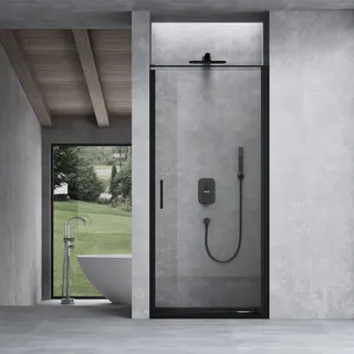 doporro Teramo36 Nischentür 75 x 195 cm links ESG-Sicherheitsglas schwarz