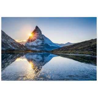 artboxONE Poster 150x100 cm Natur Natur Riffelsee und Matterhorn - Bild riffelsee Berg Berge