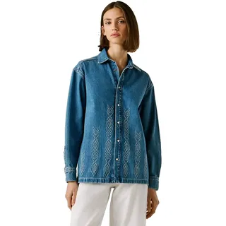 Pepe Jeans für Damen. PL3051442 Jacke Ellen Ikat blau (L), Lässig, Baumwolle, Denim