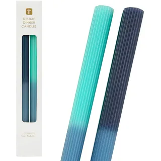 Talking Tables Ombre Stabkerzen Unparfümiert Navy & Blau 2er-Pack, 25 cm, Ocean – Elegante Tischdekoration