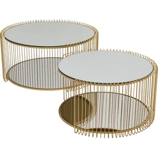 Kare DESIGN Couchtisch Wire Double 87674 2er Set Glas Gold Messing