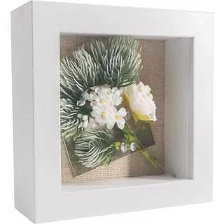 GraduatePro 3D bilderrahmen 15x15 zum befüllen schaukasten Wand für Weiß Objektrahmen Hochzeit Box Deko Oder Schreibtisch