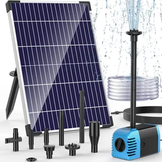 POPOSOAP 12W Solar Springbrunnen für außen, 600 L/h Solarbrunnen für draussen mit Trockenlaufschutz Einstellbarer Fluss für Gartenteich, Aquarium, Vogeltränke
