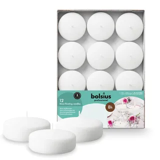 Bolsius Maxi Schwimmkerzen 12 St. Ø 7,7 cm weiß