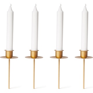 Novaliv, Kerzenständer, 4x Stabkerzenhalter Weihnachtskranz GOLD Kerzenpick Kerzenständer für Stabkerzen Kerzentülle