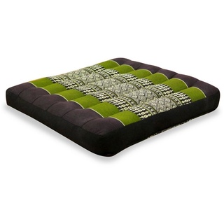 livasia Sitzkissen Sitzkissen 35 cm, vegan und handgefertigt, 35x35x6cm, Kapok braun|grün