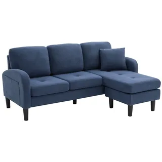 Merax L-Form Ecksofa 166 cm mit flexibler Chaiselongue, 3-Sitzer Sofa aus Cordstoff, kompaktes Modulsofa, Blau