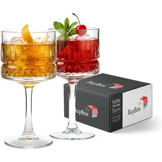 Vintage Coupe Gläser 2er Set, (500 ml/17oz), Champagner, Martini, Cocktailgläser, Aperol Spritz Gläser, Große Quadratische Weingläser, Riesige Rotweingläser, Kristallweingläser, Glas Dessertschalen