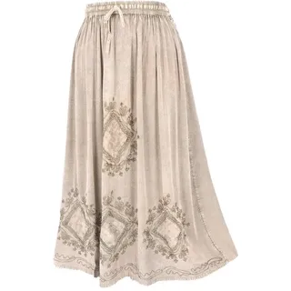 Guru-Shop Minirock Bestickter Boho Hippierock, indischer Maxirock.. alternative Bekleidung beige|weiß