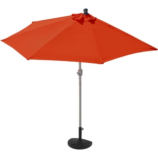Sonnenschirm halbrund Parla, Halbschirm Balkonschirm, UV 50+ Polyester/Alu 3kg ~ 300cm terracotta mit Ständer
