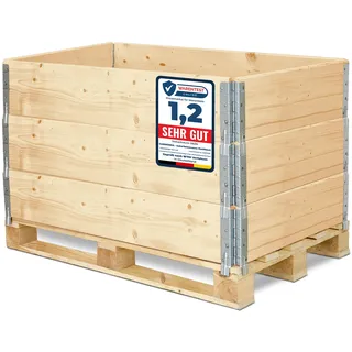 Garronda Holzaufsatzrahmen für Palette Aufbewahrungskiste aus Holz Palettenaufsatzrahmen Holzkiste (ohne Palette) Natural 3 Stück 120x80x20 cm GD-0096