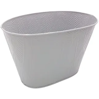 BURI Übertopf Übertopf aus Metall oval im Blätterdesign Pflanztopf Blumentopf Garten grau