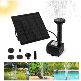 Solarbrunnen, Solar Springbrunnen, 1,5W DIY Solar Wasserpumpe mit 6 Düsen, 200 L/H Förderleistung, Solar Teichpumpe