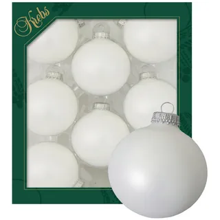 Krebs Glas Lauscha Christbaumkugeln Weihnachtskugeln Glas Ø 7 cm 8 Stück satinweiß