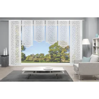 HOME WOHNIDEEN Jenna Schiebegardine Klettband 57 x 245 cm Weiß 6 St