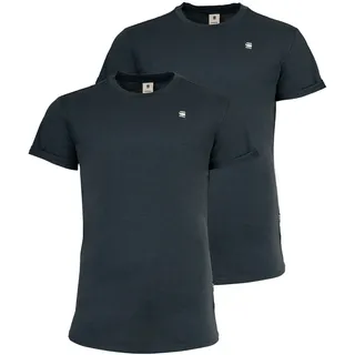 G-Star Herren T-Shirt 2er Pack - Lash 2 Pack, Rundhals, Bio-Baumwolle Grau/Blau M