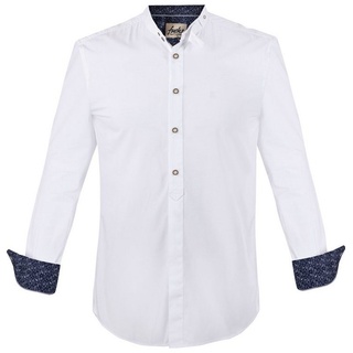 FUCHS Trachtenhemd Hemd Albert weiß-marine mit Stehkragen weiß XS