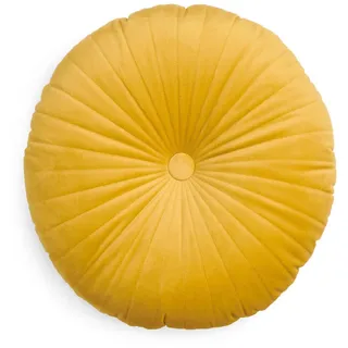 ESSENZA Dekokissen Naina Senfgelb, Ø 40 cm - 100% Polyester Samt - Uni