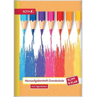 ROTH Hausaufgabenheft Buntstifte Klipp & Klar liniert DIN A5 ohne Rand, 96 Blatt, 1 St.
