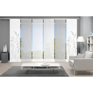 VISION S "GRASIL 6er SET" Gr. 1, grau, B:60cm H:260cm, Polyester, Gardinen, Bambus-Optik, Digital bedruckt