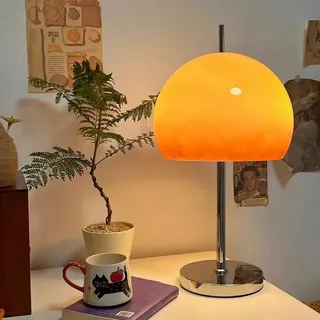 Vintage Glas Pilz Tischlampe - Bauhaus Stil Gradient Orange Nachttischlampe - Dekoratives Nachtlicht für Schlafzimmer & Wohnzimmer Atmosphäre