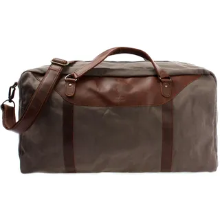 LECONI große Reisetasche Weekender Reisegepäck Handgepäck Sporttasche für Damen und Herren Leder + Canvas 53x28x25cm grau LE2020-C