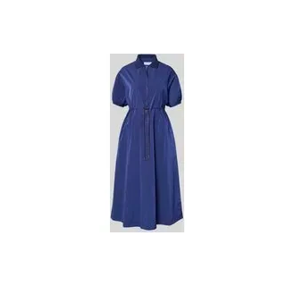 Midikleid mit kurzem Reißverschluss und Kordelzug an der Taille, Marine, 36