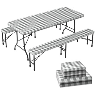 VOUNOT Tischdecke Outdoor 3er Set, Elastisch Rechteckig Gartentischdecke, geeignet für Garten, und Balkon und Camping, Abwaschbar abwischbar Wetterfest