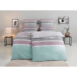 TOM TAILOR HOME Bettwäsche Felix in Gr. 135x200 oder 155x220 cm, Renforcé, 3 teilig, mit GRATIS-Zugabe: Gästehandtuch (100% Baumwolle), mit Reißverschluss rosa