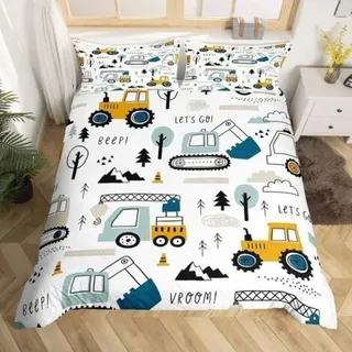Bunthaus Cartoon-auto-bettwäsche-set, Baustellen-bettwäsche-set, Bettbezug 140x200cm, Kinder-lkw-ausrüstungsset Für Jungen