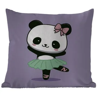 MuchoWow Dekokissen Panda - Lila - Verschnörkelt - Kawaii, Kissenhülle für den Außenbereich, Outdoor, Kissen, 50x50 cm lila Quadratisch | 50 cm x 15 cm x 50 cm