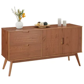 IDIMEX Sideboard Tivoli skandinavisch aus Massivholz Kastanien Farben, Kommode mit 2 Türen und 2 Schubkasten, Anrichte