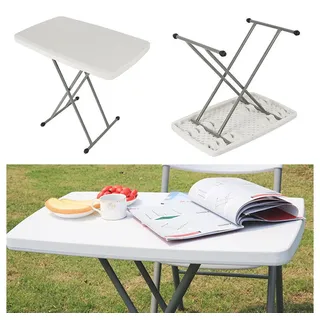 JEOBEST Klapptisch Bistrotisch Outdoor Tisch Campingtisch Gartentisch Esstisch 75x50 cm, Verstellbare Höhe Klapptische, Wetterfest Metall Weiß weiß