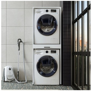 Roomart Waschmaschinenumbauschrank (Waschmaschinenschrank für Trockner und Waschmaschine Überbauschrank) weiß