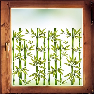Fensterbilder Motivwahl 3 * 6 TLG. Set - Bambus Strauch/Baum - statisch haftend - selbstklebend + wiederverwendbar - Set Sticker Fenstersticker Aufkleber..