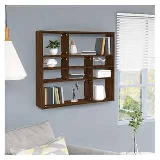 furnicato Wandregal 90x16x78 cm in Braun Massivholz-Optik, 1-tlg., Stabile Regalwand mit 10 Fächern und feuchtigkeitsbeständiger Fläche braun