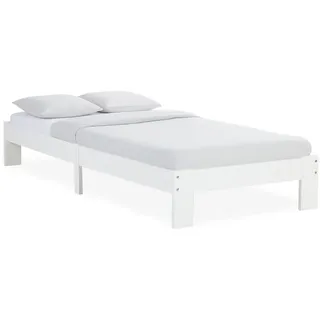 Homestyle4u Holzbett Weiß Kiefer, 90x200 cm mit Lattenrost in 2521,