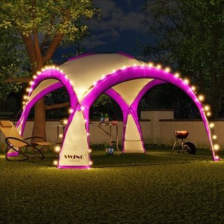 LED Event Pavillon 3,6 x 3,6m DomeShelter Garten Pavillion inkl. Solarmodul Pavilion Designer Gartenzelt Camping Pavilon Partyzelt mit Beleuchtung ...