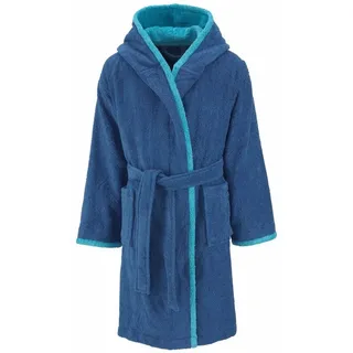 OTTO home Kinderbademantel Timo, Kurzform, Walkfrottee, Kapuze, Gürtel, Bademantel für Mädchen & Jungen aus 100% Baumwolle, mit Kapuze blau 164/170 | 110 cm