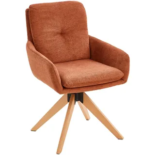Livetastic Armlehnstuhl, Rost, Holz, Metall, Textil, Eiche, massiv, Füllung: Schaumstoff, konisch, 58x91x63.5 cm, Sitzfläche 360° drehbar, Esszimmer, Stühle, Esszimmerstühle, Armlehnenstühle