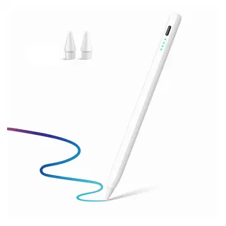 Ventarent Eingabestift Stylus Pen Pencil Smartpen für Apple iPad Air/Pro/Mini Touchpen Stift (1x Stylus Pencil für Apple iPads in weiß) USB-C, Kompatibel mit Apple iPad, magnetisch weiß