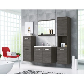 Feldmann-Wohnen Badmöbel-Set MALO, (Set, 5-St., 2 Hängeschränke + 1 Spiegel + 1 Waschbeckenunterschrank + 1 Waschbecken), Farbe wählbar schwarz