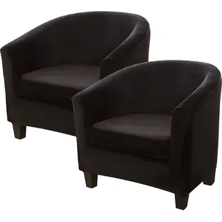 Topchances 2 Stück Sesselhusse Club Chair Schonbezug, Samtwanne Sessel Sofabezug für Cafe Stuhl Clubsessel Loungesessel Cocktailsessel (Schwarz) - Schwarz