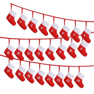 Homewit Kalender zum Selbstbasteln Adventskette mit Socken 18x20cm Adventskalendertaschen, Weihnachtskalender zum Basteln Weihnachten Deko Socken