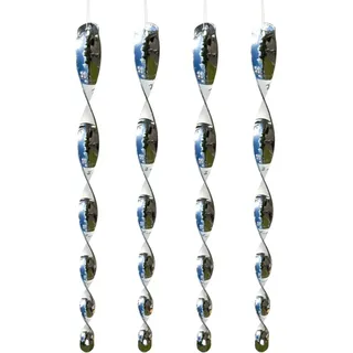 CIM Kunstoff Windspiel zur Vogelabwehr - Pirouette 29cm Silber 4er - Pirouette Windspirale - Vogelschreck wetterfest und lichtreflektierend - inkl. Aufhängung